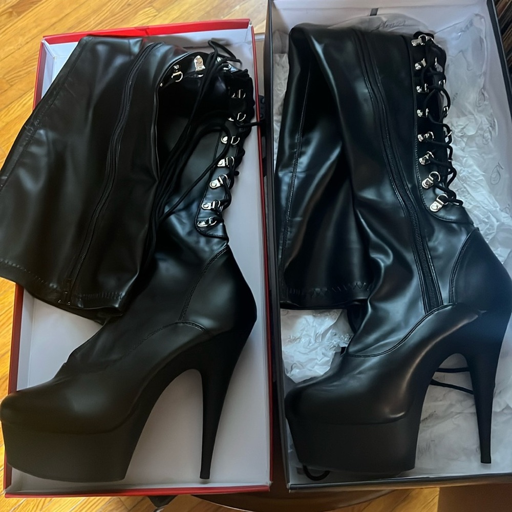 High Heel Thigh-High Boots with rear lacing - Pleaser Delight-3063 US13